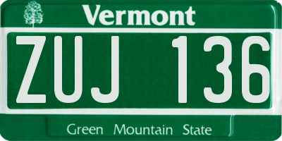 VT license plate ZUJ136