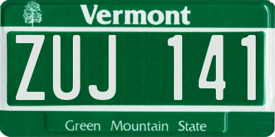 VT license plate ZUJ141