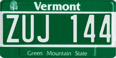 VT license plate ZUJ144