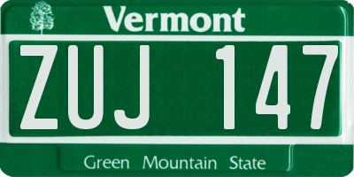 VT license plate ZUJ147