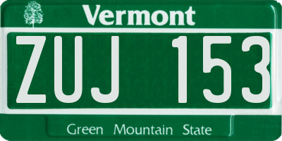 VT license plate ZUJ153