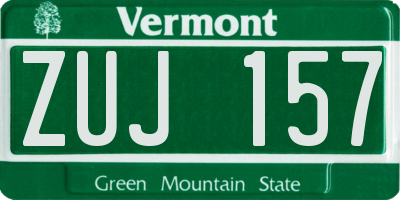 VT license plate ZUJ157