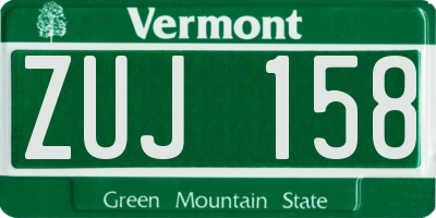 VT license plate ZUJ158