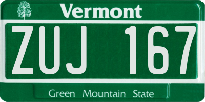 VT license plate ZUJ167
