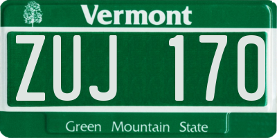 VT license plate ZUJ170