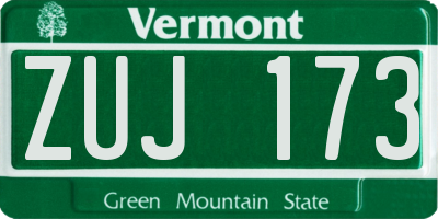 VT license plate ZUJ173