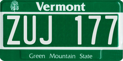 VT license plate ZUJ177