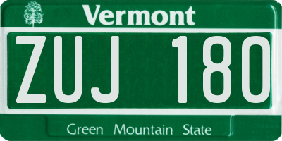 VT license plate ZUJ180