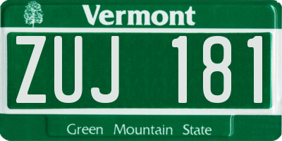 VT license plate ZUJ181