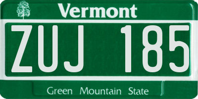 VT license plate ZUJ185