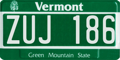 VT license plate ZUJ186