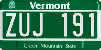 VT license plate ZUJ191