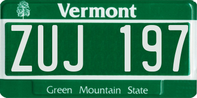 VT license plate ZUJ197
