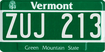 VT license plate ZUJ213