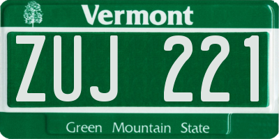VT license plate ZUJ221