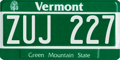 VT license plate ZUJ227