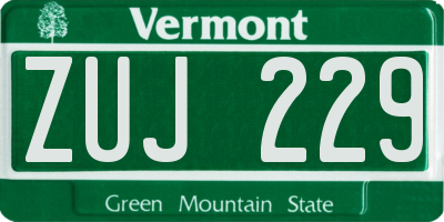 VT license plate ZUJ229