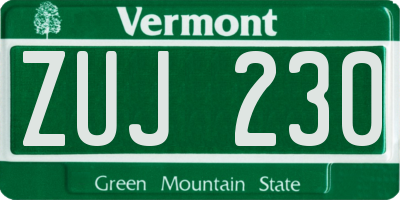 VT license plate ZUJ230