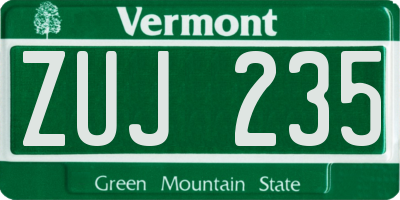 VT license plate ZUJ235