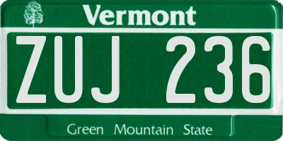 VT license plate ZUJ236