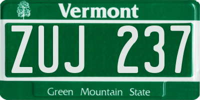 VT license plate ZUJ237