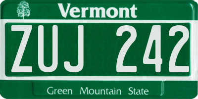 VT license plate ZUJ242