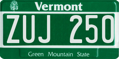 VT license plate ZUJ250