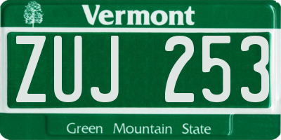 VT license plate ZUJ253