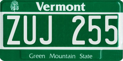 VT license plate ZUJ255