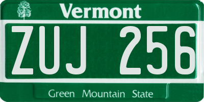 VT license plate ZUJ256