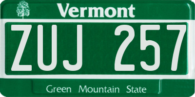 VT license plate ZUJ257