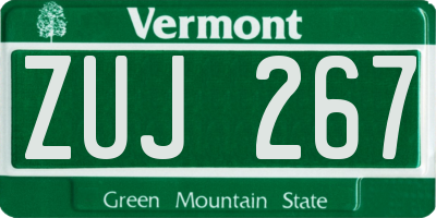 VT license plate ZUJ267