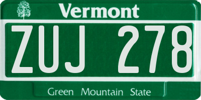 VT license plate ZUJ278