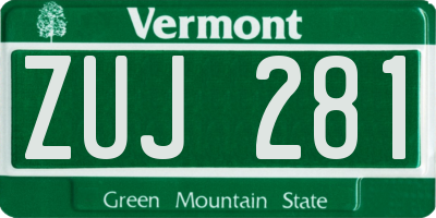 VT license plate ZUJ281