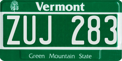 VT license plate ZUJ283