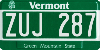 VT license plate ZUJ287