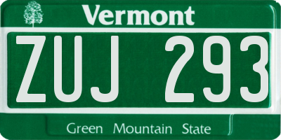 VT license plate ZUJ293