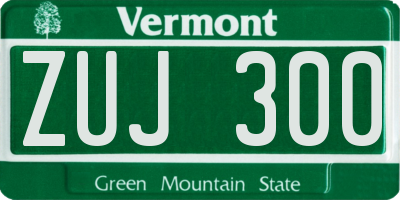 VT license plate ZUJ300