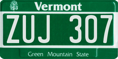 VT license plate ZUJ307