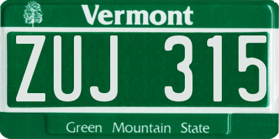 VT license plate ZUJ315