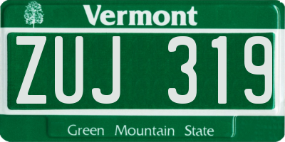 VT license plate ZUJ319