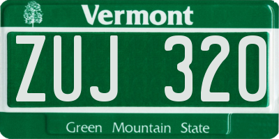 VT license plate ZUJ320
