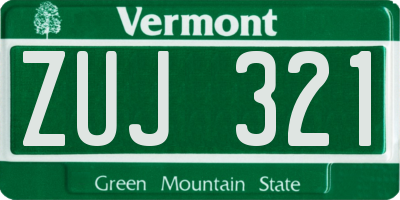 VT license plate ZUJ321