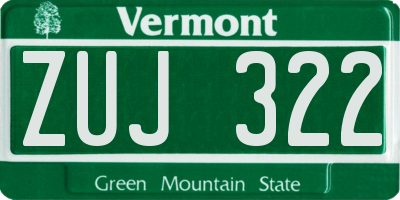 VT license plate ZUJ322