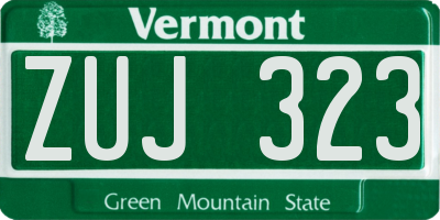 VT license plate ZUJ323