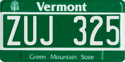VT license plate ZUJ325