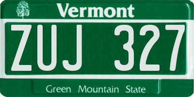 VT license plate ZUJ327