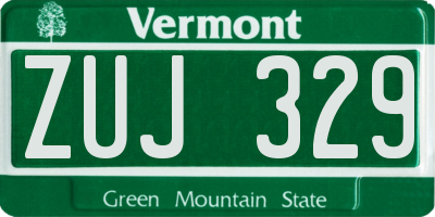 VT license plate ZUJ329