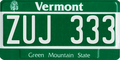 VT license plate ZUJ333