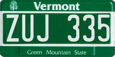 VT license plate ZUJ335